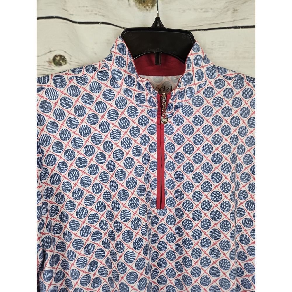San Soleil 1/4 Zip Cooling Golf Print Top L 1/4 Zip Pullover Womens UPF 50 - Picture 2 of 6